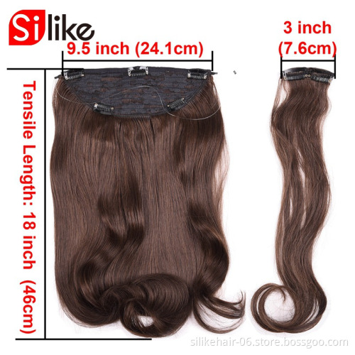 Fish Line  Hair Extensions Heat Resistant Light Brown Gray Blond Thick Women Hair Extension Hai 18"Synthetic Long wavy Curly r